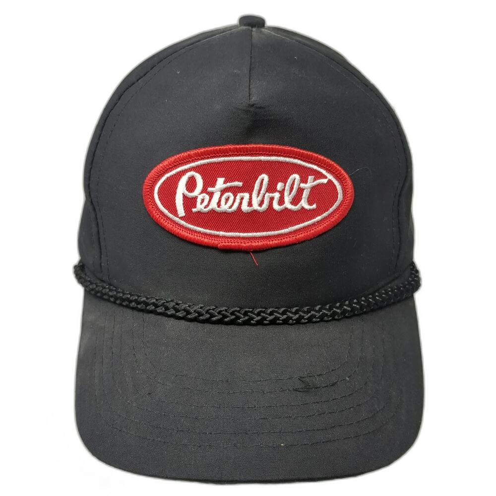 Kenda 5 Panel Black Hat One Size Peterbilt Logo Patch Rope Snapback Trucker